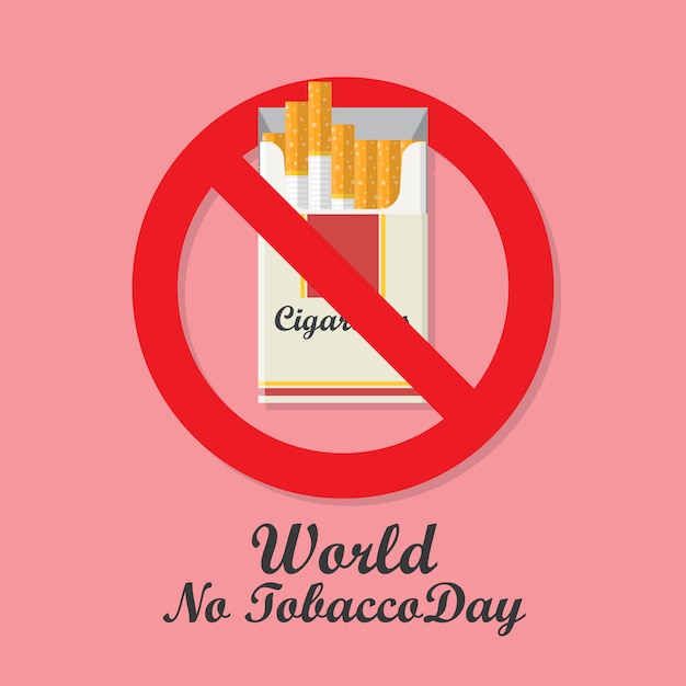 Señal de prohibición del día mundial sin tabaco con cigarrillos