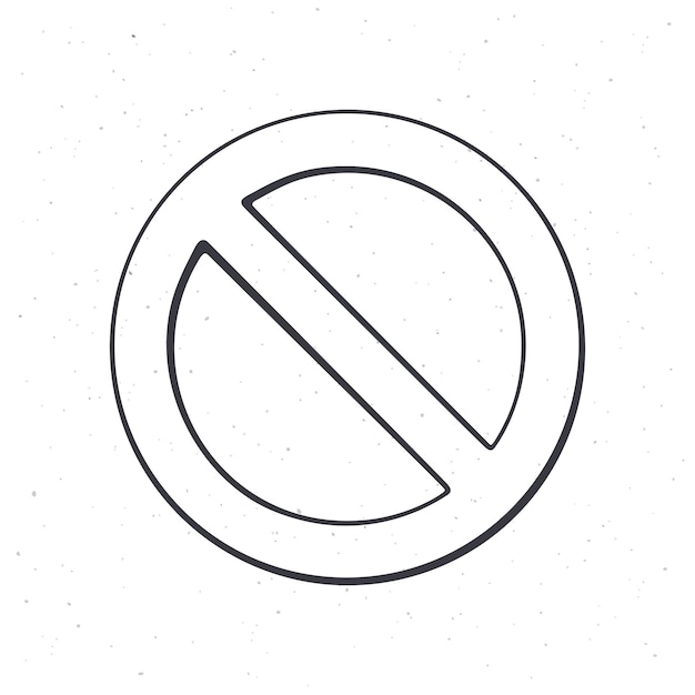 Señal de prohibición general Ilustración de Vector de contorno Círculo con línea diagonal a través de él