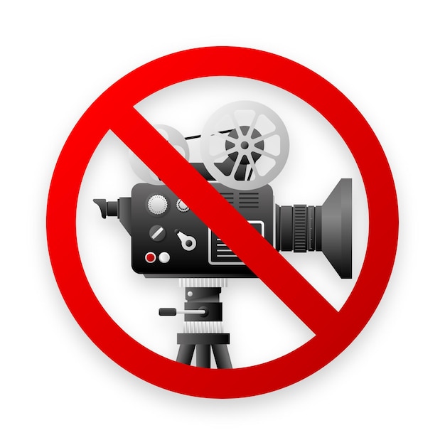 Señal de prohibición de video No se puede filmar Ilustración vectorial