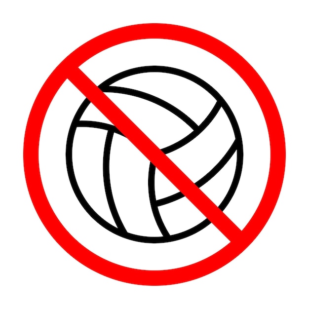 Señal de prohibición de voleibol está prohibido el balón de voleibol