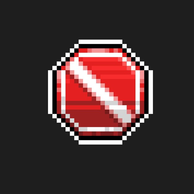 señal prohibida hexagonal roja en estilo pixel art
