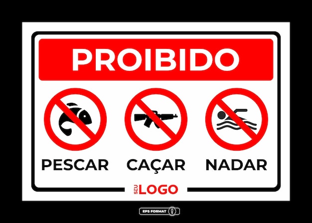 Señal prohibida pesca caza natación