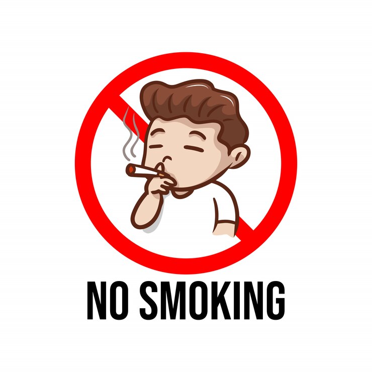 Vector señal de prohibido fumar con ilustración de niño