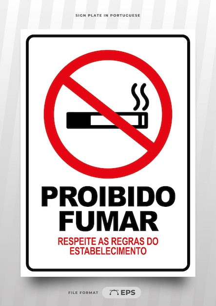 Vector señal de prohibido fumar en portugués brasileño