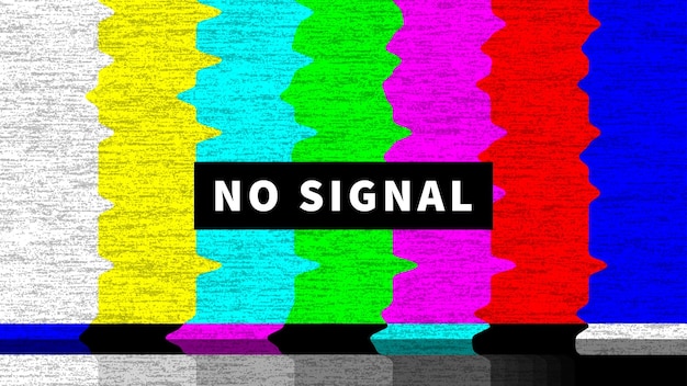 Sin señal Prueba de pantalla de TV patrón de color de falla y fondo de vector de ruido de grano No hay señal rota error de transmisión de televisión con barras de color de ruido de grano