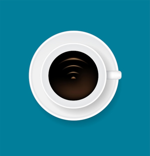 Señal de punto de acceso wifi inalámbrico en un ilustrador vectorial de café