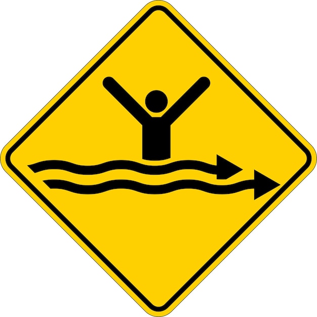 Señal de seguridad Advertencia de fuertes corrientes de agua