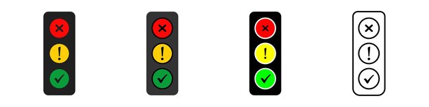 Señal de semáforo de control de tráfico con icono de color rojo amarillo y verde Señal de semaforo en vector