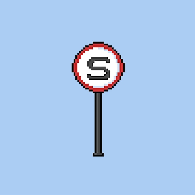 señal de stop con estilo pixel art