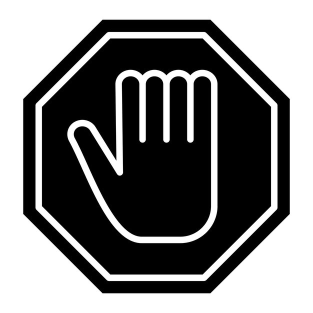 Señal de Stop Glifo Ilustración negra sólida