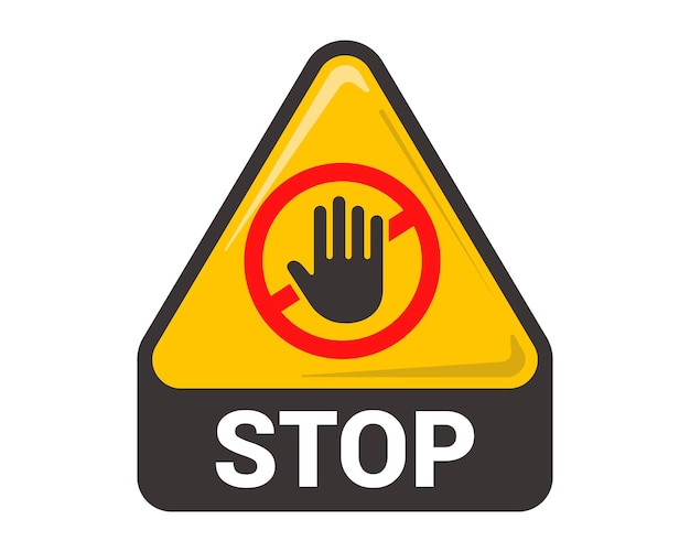 Señal de stop. la mano se detiene. ilustración vectorial plana.