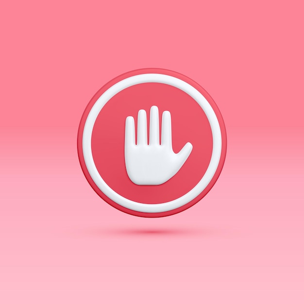 Señal de stop realista 3d fondo claro aislado Símbolo de parada de mano Símbolo de parada de tráfico de ilustración vectorial restringida y peligrosa