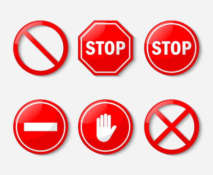 señal de stop roja. no hay conjunto de iconos de señal aislado