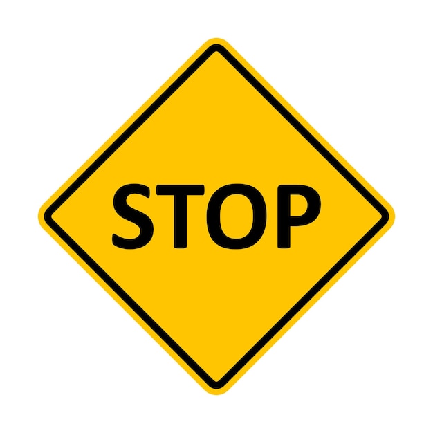 Señal STOP Señal de advertencia amarilla STOP Hay una señal de parada delante Conducir sin detenerse está prohibido