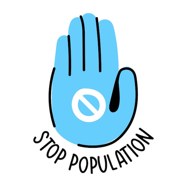 Señal de stop sobre la mano, icono plano