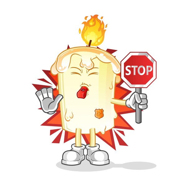 Señal de stop con velas. vector de mascota de dibujos animados