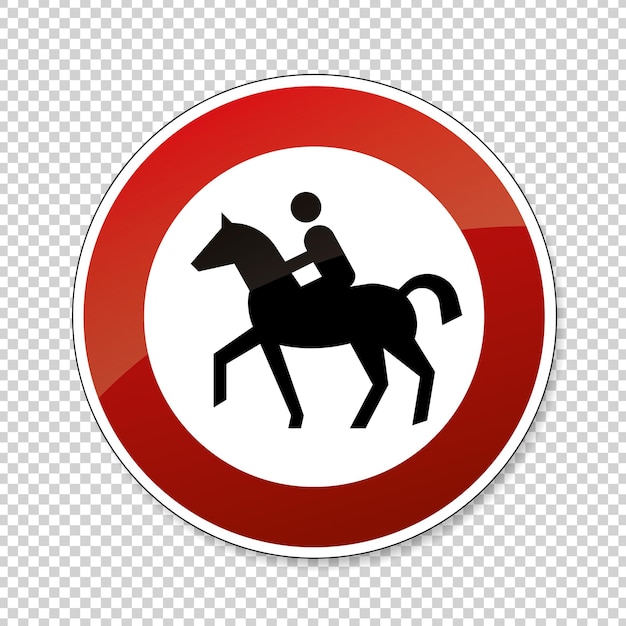 Señal de tráfico entrada prohibida caballo Señal de tráfico alemana que prohíbe la vía de los jinetes en el fondo transparente comprobado Vector ilustración Eps 10 archivo vectorial