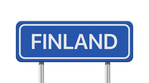 Señal de tráfico realista Finlandia aislada sobre un fondo blanco