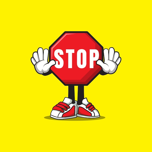 Señal de tráfico señal de stop cartoon mascota