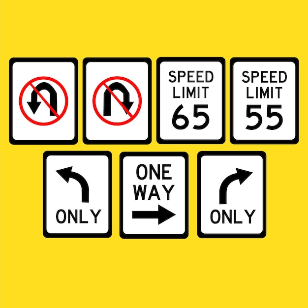 señal de tráfico vectorial en rojo, blanco y negro sobre un fondo amarillo