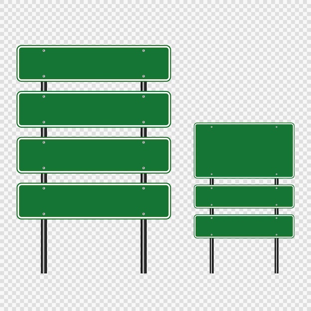 Señal de tráfico verde Señales de tablero de carretera aisladas en un fondo transparente Ilustración vectorial
