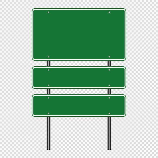 Señal de tráfico verde Señales de tablero de carretera aisladas en un fondo transparente Ilustración vectorial