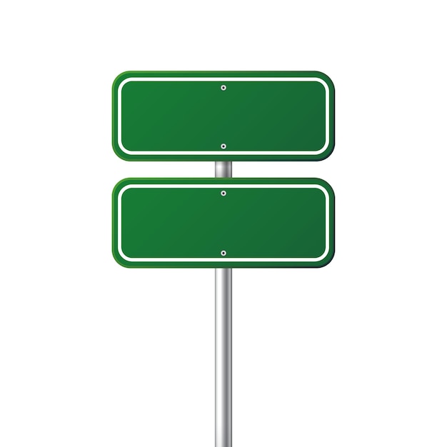 Señal de tráfico verde tablero en blanco con lugar para texto Maqueta señal de información aislada Ilustración vectorial de dirección