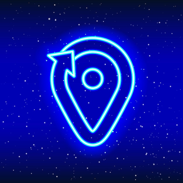Señal de ubicación de flecha única Puntero de neón con flecha Diseño de flecha lineal de neón Icono de neón realista