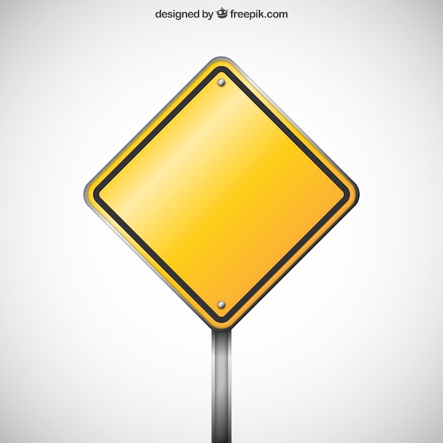 Señal vial de advertencia en blanco