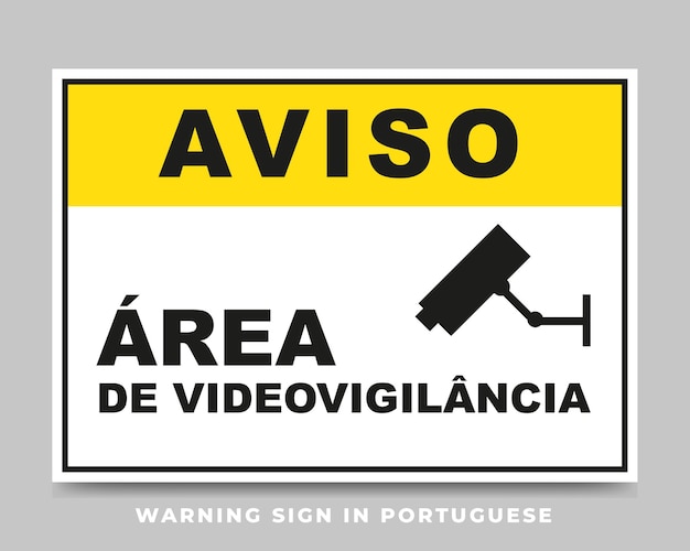 Vector señal de videovigilancia en lengua portuguesa signo editable