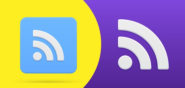 Señal wifi colocada diagonalmente conexión a internet de zona inalámbrica simple icono 3d conjunto de botones ilustración vectorial. Indicador de interfaz de usuario del ciberespacio de control de wifi comunicación privada o pública en el hogar