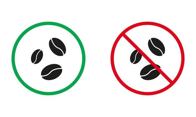Señales de advertencia de café Café de grano Espresso Capuchino Silueta Conjunto de íconos