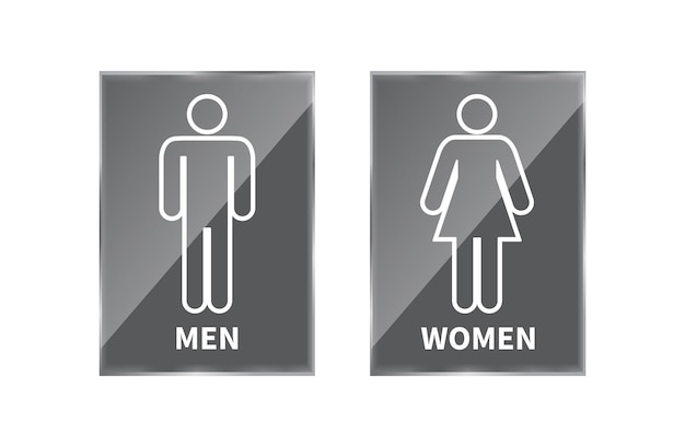 Señales de aseo sobre fondo blanco Baño de hombres y mujeres