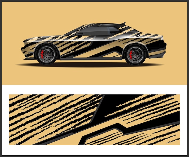 Señales de automóviles y diseño de envoltura con ilustración Plantilla de vehículo