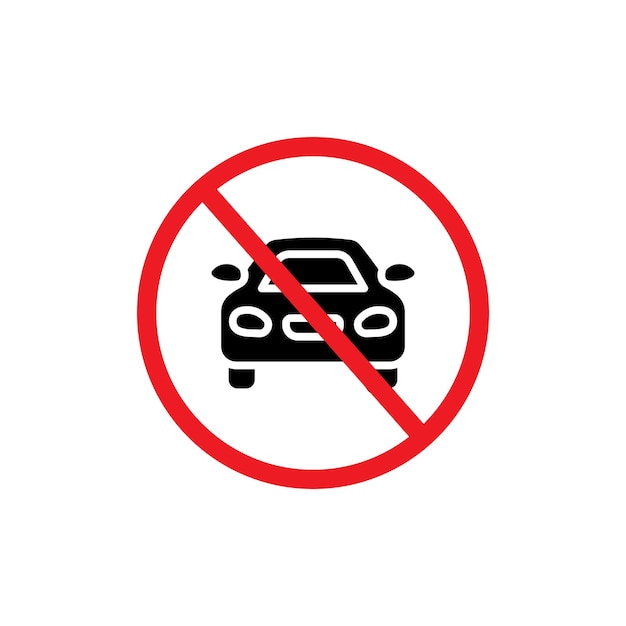 Sin señales de automóviles Entrada de automóviles prohibida Conducción de automóviles restringida Pictograma sin símbolo vectorial de estacionamiento de automóviles
