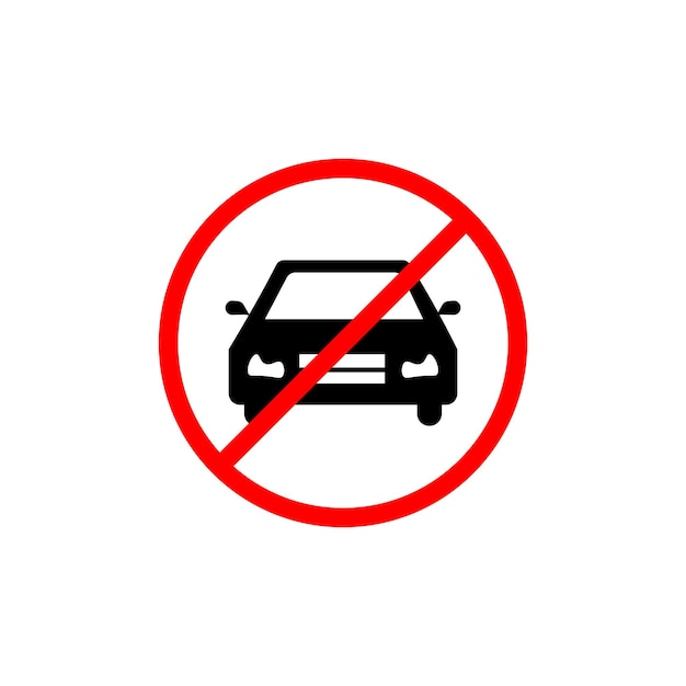 Sin señales de automóviles Entrada de automóviles prohibida Conducción de automóviles restringida Pictograma sin símbolo vectorial de estacionamiento de automóviles