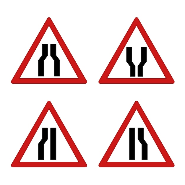 Señales de carretera rojas con flechas direccionales