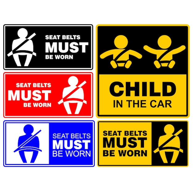 Señales de cinturón de seguridad y de seguridad para niños
