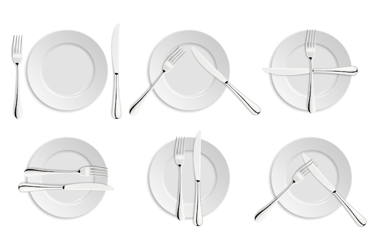 Vector señales de etiqueta de comedor, tenedores y cuchillos.