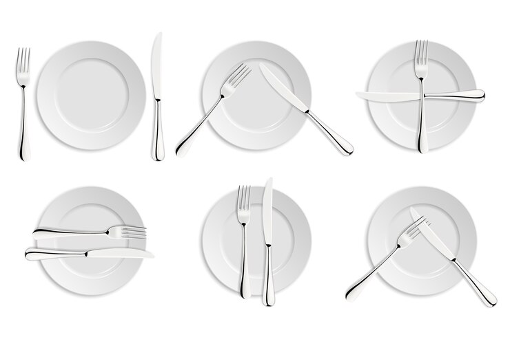 Vector señales de etiqueta de comedor, tenedores y cuchillos.
