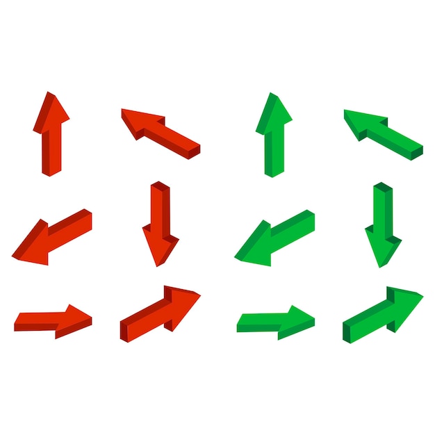 señales de flecha Flechas en diferentes direcciones Ilustración vectorial roja y verde