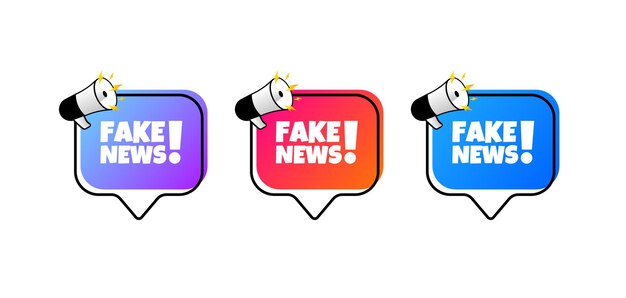 Vector señales de noticias falsas burbujas de mensajes de color plano señales de noticias falsas iconos vectoriales