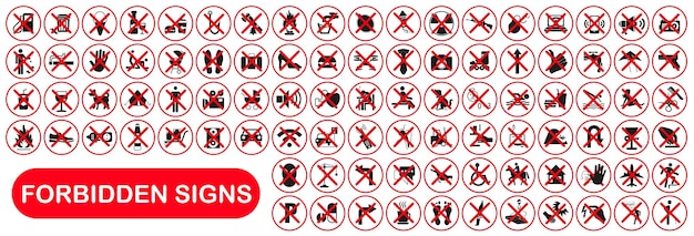 Vector señales de prohibición diferentes tipos de señales de prohibición prohibición de uso de propiedad pública