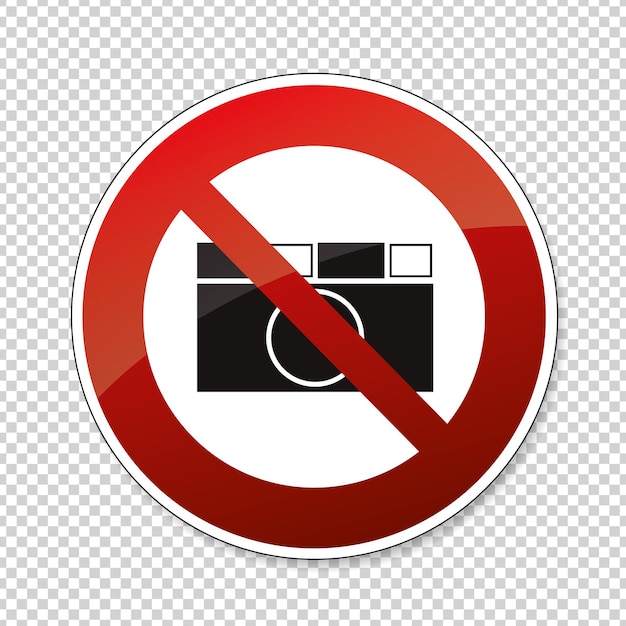 Señales de prohibición Pictograma de icono de BGV Sin foto fotografiar paparazzi prohibido en fondo transparente comprobado Ilustración vectorial Archivo vectorial Eps 10