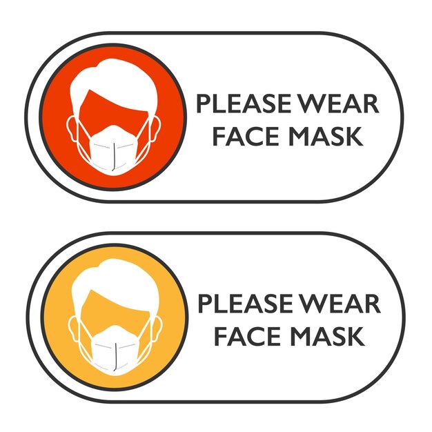 Señales requeridas de máscara facial Conjunto aislado en blanco