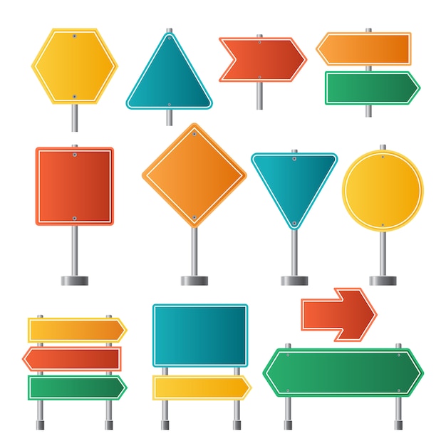 Las señales de tráfico. Ilustraciones de traffic highway dirrection travel road signs