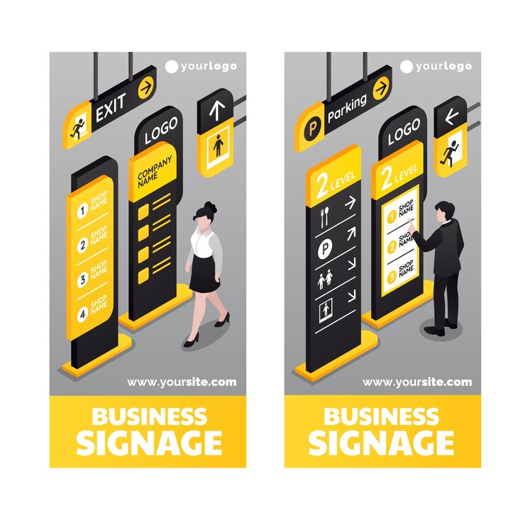 Vector señalización comercial para la dirección y la navegación en espacios comerciales