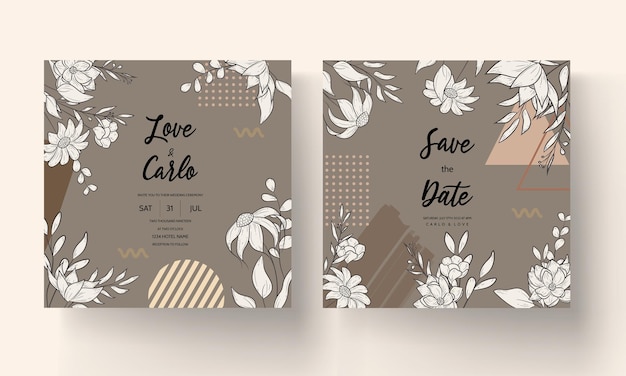 sencilla plantilla de tarjeta de invitación de flores y hojas