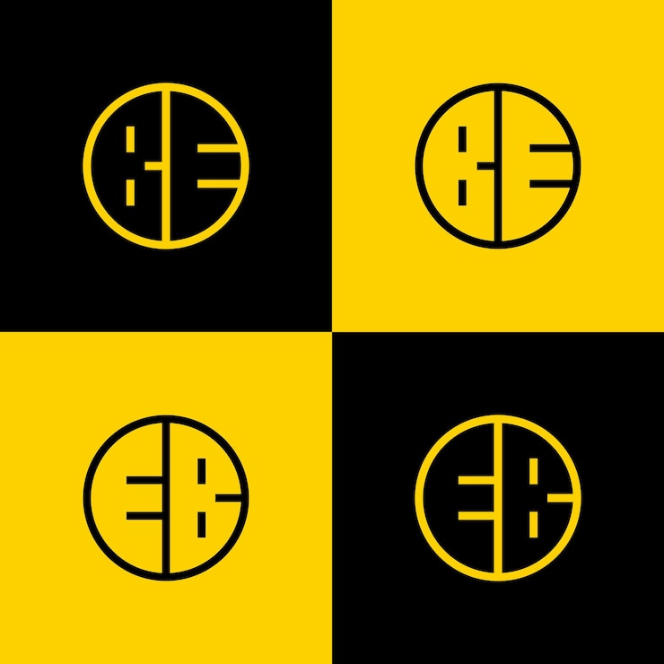 Vector sencillo conjunto de logotipos de círculo de letras be y eb adecuado para negocios con inicial be o eb