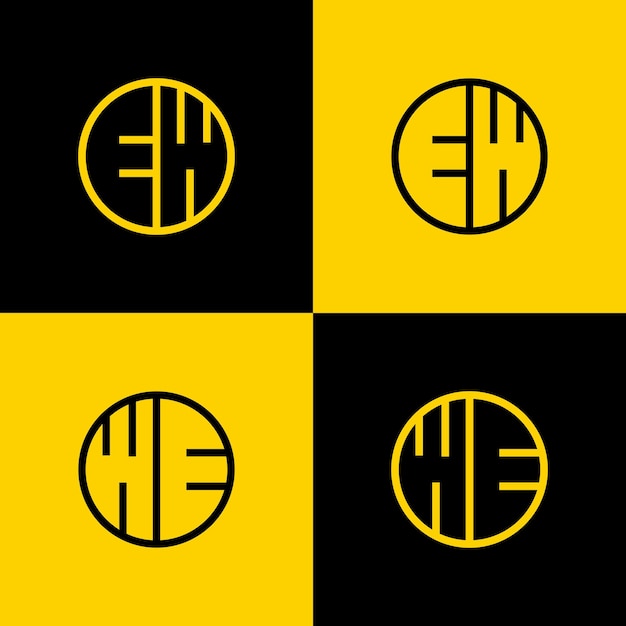 Sencillo conjunto de logotipos de círculo de letras EW y WE adecuado para negocios con inicial EW y WE